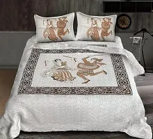 Stylish Beige Cotton Printed 1 Bedsheet 2 Pillowcovers For Double Bed-thumb2