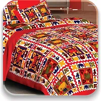 Comfortable Multicoloured Cotton Printed 1 Bedsheet + 2 Pillowcovers-thumb1