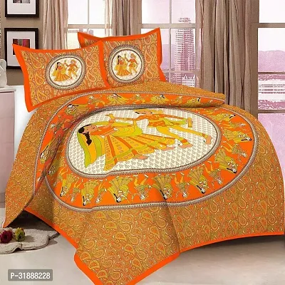 Comfortable Multicoloured Cotton Printed 1 Bedsheet + 2 Pillowcovers