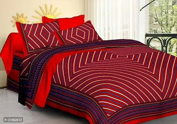 Comfortable Maroon Cotton Double 1 Bedsheet + 2 Pillowcovers