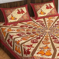 Comfortable Multicoloured Cotton Printed 1 Bedsheet + 2 Pillowcovers-thumb1