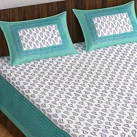 Comfortable Cotton Printed King Bedsheet with Two Pillow Covers-thumb1