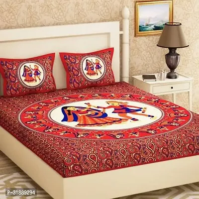 Comfortable Multicoloured Cotton Printed 1 Bedsheet + 2 Pillowcovers-thumb0