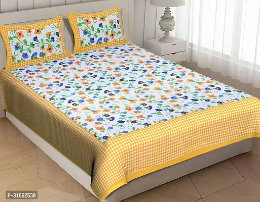 Comfortable Multicoloured Cotton Double 1 Bedsheet + 2 Pillowcovers