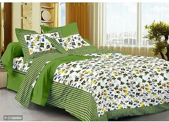 Comfortable Multicoloured Cotton Printed 1 Bedsheet + 2 Pillowcovers