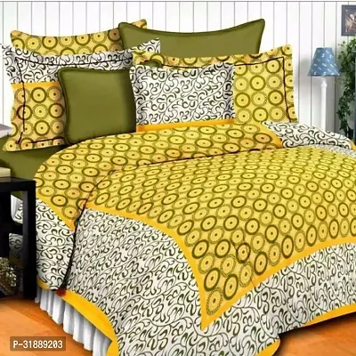 Comfortable Multicoloured Cotton Printed 1 Bedsheet + 2 Pillowcovers-thumb0