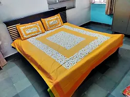 Comfortable Multicoloured Cotton Printed 1 Bedsheet + 2 Pillowcovers-thumb2