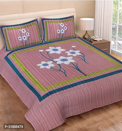 Comfortable Multicoloured Cotton Printed 1 Bedsheet + 2 Pillowcovers