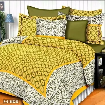 Comfortable Multicoloured Cotton Printed 1 Bedsheet + 2 Pillowcovers-thumb2