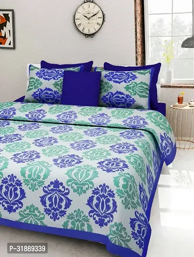 Comfortable Multicoloured Cotton Printed 1 Bedsheet + 2 Pillowcovers-thumb0