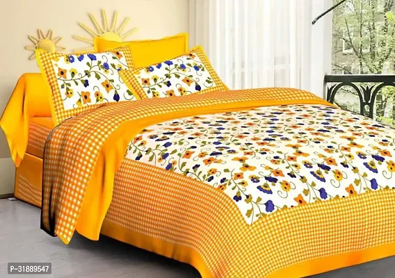 Comfortable Multicoloured Cotton Printed 1 Bedsheet + 2 Pillowcovers-thumb0