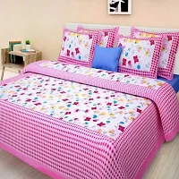 Comfortable Multicoloured Cotton Printed 1 Bedsheet + 2 Pillowcovers-thumb1