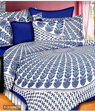 Comfortable Multicoloured Cotton Printed 1 Bedsheet + 2 Pillowcovers-thumb0