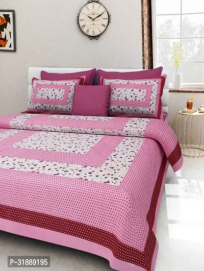 Comfortable Multicoloured Cotton Printed 1 Bedsheet + 2 Pillowcovers