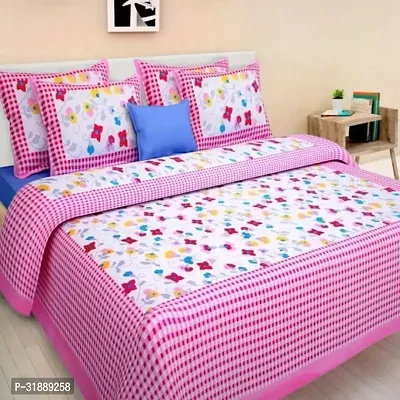 Comfortable Multicoloured Cotton Printed 1 Bedsheet + 2 Pillowcovers-thumb0