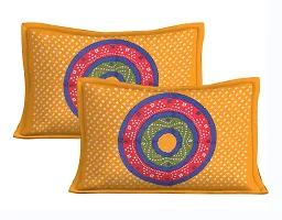 Comfortable Yellow Cotton Printed 1 Bedsheet + 2 Pillowcovers-thumb2