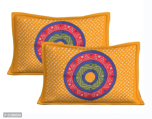 Comfortable Yellow Cotton Printed 1 Bedsheet + 2 Pillowcovers-thumb3