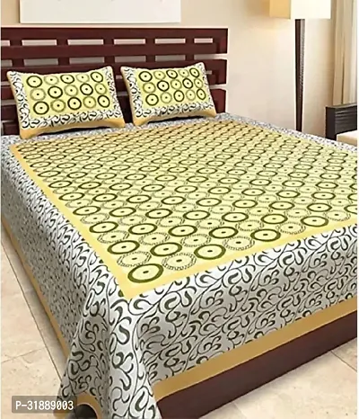 Comfortable Multicoloured Cotton Printed 1 Bedsheet + 2 Pillowcovers