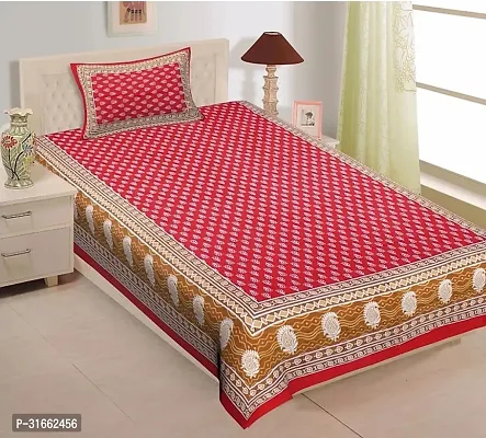 Comfortable Multicoloured Cotton Single 1 Bedsheet + 1 Pillowcover