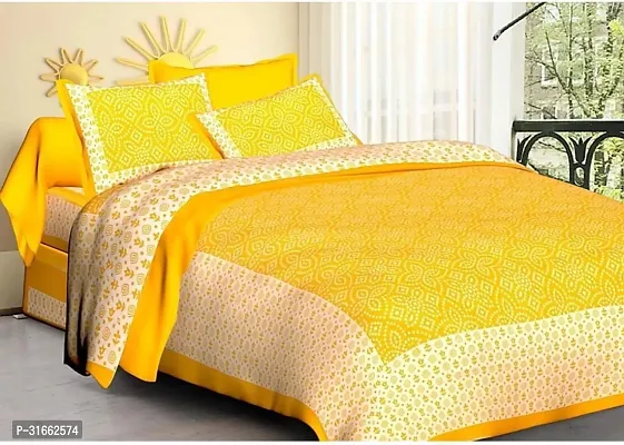 Comfortable Multicoloured Cotton Double 1 Bedsheet + 2 Pillowcovers-thumb0