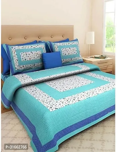 Comfortable Multicoloured Cotton Double 1 Bedsheet + 2 Pillowcovers