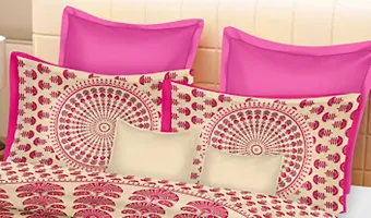 Comfortable Multicoloured Cotton Printed 1 Bedsheet + 2 Pillowcovers-thumb2