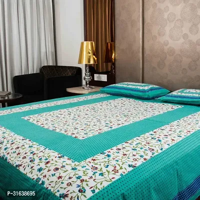 Stylish Cotton Double 1 Bedsheet + 2 Pillowcovers