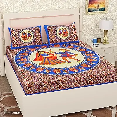 Comfortable Multicoloured Cotton Printed 1 Bedsheet + 2 Pillowcovers