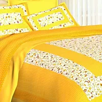 Comfortable Multicoloured Cotton Printed 1 Bedsheet + 2 Pillowcovers-thumb1