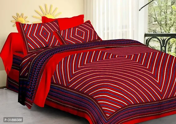 Comfortable Maroon Cotton Printed 1 Bedsheet + 2 Pillowcovers-thumb0