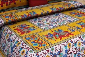 Comfortable Multicoloured Cotton Printed 1 Bedsheet + 2 Pillowcovers-thumb1