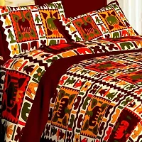 Comfortable Multicoloured Cotton Printed 1 Bedsheet + 2 Pillowcovers-thumb1