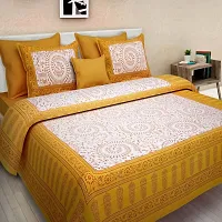 Comfortable Multicoloured Cotton Printed 1 Bedsheet + 2 Pillowcovers-thumb1