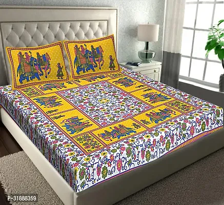 Comfortable Multicoloured Cotton Printed 1 Bedsheet + 2 Pillowcovers-thumb0