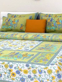 Comfortable Multicoloured Cotton Printed 1 Bedsheet + 2 Pillowcovers-thumb1