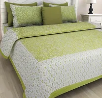 Comfortable Multicoloured Cotton Printed 1 Bedsheet + 2 Pillowcovers-thumb1