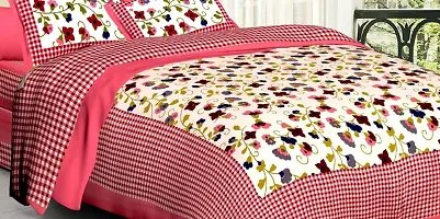 Comfortable Multicoloured Cotton Printed 1 Bedsheet + 2 Pillowcovers-thumb1