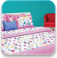 Comfortable Multicoloured Cotton Printed 1 Bedsheet + 2 Pillowcovers-thumb2