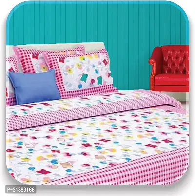 Comfortable Multicoloured Cotton Printed 1 Bedsheet + 2 Pillowcovers-thumb3