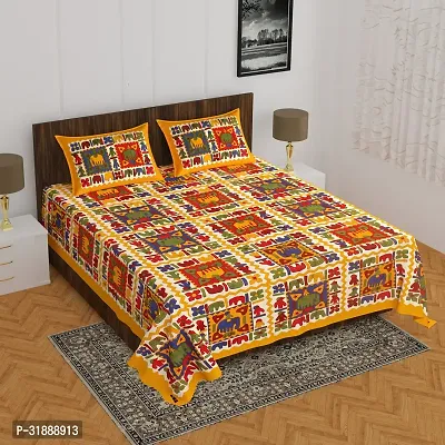 Comfortable Multicoloured Cotton Printed 1 Bedsheet + 2 Pillowcovers