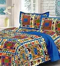 Comfortable Multicoloured Cotton Printed 1 Bedsheet + 2 Pillowcovers-thumb1