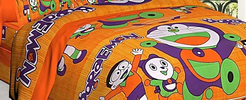 Comfortable Multicoloured Cotton Printed 1 Bedsheet + 2 Pillowcovers-thumb1