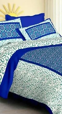 Comfortable Multicoloured Cotton Printed 1 Bedsheet + 2 Pillowcovers-thumb1