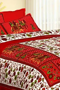 Comfortable Multicoloured Cotton Printed 1 Bedsheet + 2 Pillowcovers-thumb1