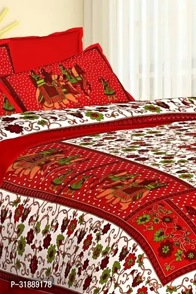 Comfortable Multicoloured Cotton Printed 1 Bedsheet + 2 Pillowcovers-thumb2