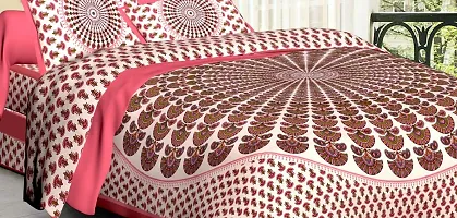 Comfortable Multicoloured Cotton Printed 1 Bedsheet + 2 Pillowcovers-thumb1