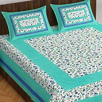 Comfortable Multicoloured Cotton Double 1 Bedsheet + 2 Pillowcovers-thumb1