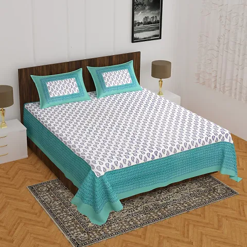 Printed Cotton Double Bedsheet with 2 Pillow Cover