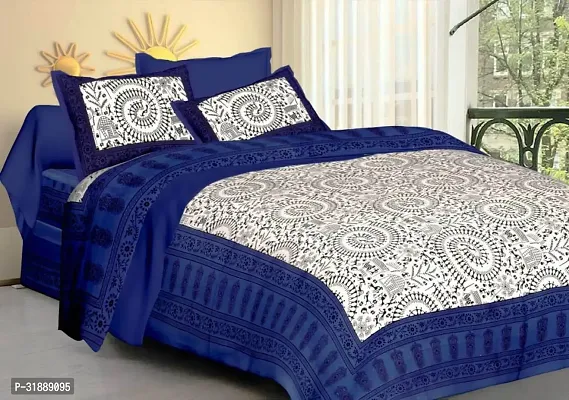 Comfortable Multicoloured Cotton Printed 1 Bedsheet + 2 Pillowcovers-thumb0