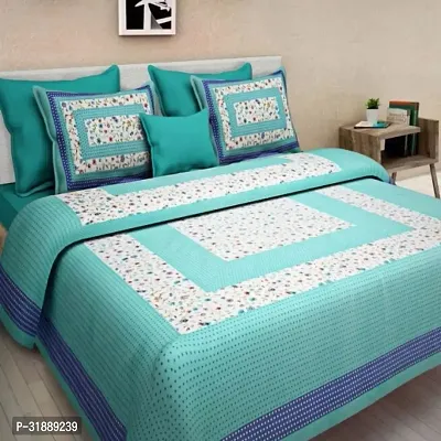 Comfortable Multicoloured Cotton Printed 1 Bedsheet + 2 Pillowcovers-thumb0